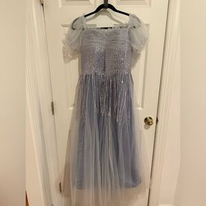 Elegant Silver and Powder Blue Dress Size 4-6
